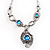 Antique Silver Vintage Hammered Drop Necklace (Sky Blue) - view 7