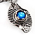 Antique Silver Vintage Hammered Drop Necklace (Sky Blue) - view 3