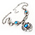 Antique Silver Vintage Hammered Drop Necklace (Sky Blue) - view 5