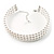 3 Tier Simulated Glass Pearl Collar Necklace In Silver Plating (Light Cream) - 37cm Long/ 6cm Ext - view 10