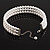 3 Tier Simulated Glass Pearl Collar Necklace In Silver Plating (Light Cream) - 37cm Long/ 6cm Ext - view 5