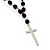 Long Black Bead Cross Necklace - view 4