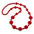 Long Red Plastic Bead & Disk Fashion Necklace - view 3