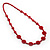 Long Red Plastic Bead & Disk Fashion Necklace - view 5
