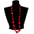 Long Red Plastic Bead & Disk Fashion Necklace