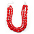 Multi Strand Red Plastic Faceted Bead Necklace