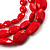 Multi Strand Red Plastic Faceted Bead Necklace - view 5