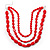 Multi Strand Red Plastic Faceted Bead Necklace - view 4