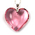Long Pink Glass Heart Pendant (Silver Tone) - view 2