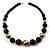 Long Wooden And Acrylic Bead Necklace (Brown, Black And Gold) - view 3