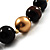 Long Wooden And Acrylic Bead Necklace (Brown, Black And Gold) - view 2