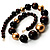 Long Wooden And Acrylic Bead Necklace (Brown, Black And Gold) - view 4