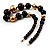 Long Wooden And Acrylic Bead Necklace (Brown, Black And Gold) - view 5