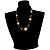 Long Wooden And Acrylic Bead Necklace (Brown, Black And Gold) - view 6