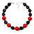 Black&Red Resin Beaded Choker Necklace (Silver Tone)