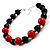 Black&Red Resin Beaded Choker Necklace (Silver Tone) - view 5