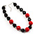 Black&Red Resin Beaded Choker Necklace (Silver Tone) - view 9