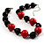 Black&Red Resin Beaded Choker Necklace (Silver Tone) - view 2