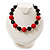 Black&Red Resin Beaded Choker Necklace (Silver Tone) - view 3