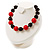 Black&Red Resin Beaded Choker Necklace (Silver Tone) - view 4
