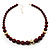 Long Chunky Burgundy Resin Bead Necklace (Gold Tone) - view 2