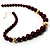 Long Chunky Burgundy Resin Bead Necklace (Gold Tone) - view 7