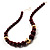 Long Chunky Burgundy Resin Bead Necklace (Gold Tone) - view 8