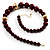 Long Chunky Burgundy Resin Bead Necklace (Gold Tone) - view 9