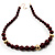 Long Chunky Burgundy Resin Bead Necklace (Gold Tone) - view 3