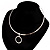 Silver Tone Crystal Medallion Choker Necklace - view 3
