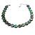 Lustrous Olive Golden-Green Colourful Shell Disk Necklace On Cotton Tread - view 4
