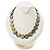 Lustrous Olive Golden-Green Colourful Shell Disk Necklace On Cotton Tread - view 2