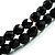 2-Strand Black Glass Bead Choker Necklace (Gold Tone) - view 4