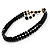 2-Strand Black Glass Bead Choker Necklace (Gold Tone) - view 5