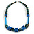 Long Chunky Teal Blue Wooden Geometric Necklace - 70cm - view 2