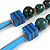 Long Chunky Teal Blue Wooden Geometric Necklace - 70cm - view 4