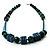 Long Chunky Teal Blue Wooden Geometric Necklace - 70cm - view 12