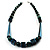 Long Chunky Teal Blue Wooden Geometric Necklace - 70cm - view 8