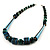 Long Chunky Teal Blue Wooden Geometric Necklace - 70cm - view 14