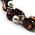 Exquisite Faux Pearl & Shell Composite Silver Tone Link Necklace (Chocolate & White) - view 3