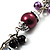 Ash Grey & Purple Shell & Imitation Pearl Bead Long Necklace - 150cm Length - view 6