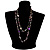 Ash Grey & Purple Shell & Imitation Pearl Bead Long Necklace - 150cm Length - view 8