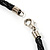 Silver Tone Link Charm Leather Style Necklace (Black) - 50cm - view 6