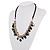 Silver Tone Link Charm Leather Style Necklace (Black) - 50cm - view 7