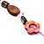 Coral, Beige Shell & Wood Bead Long Necklace - 90cm Length - view 5