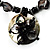 Jet Black Glass, Shell & Mother of Pearl Floral Choker Necklace (Silver Tone) - view 2