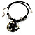 Jet Black Glass, Shell & Mother of Pearl Floral Choker Necklace (Silver Tone) - view 5