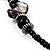 Jet Black Glass, Shell & Mother of Pearl Floral Choker Necklace (Silver Tone) - view 6