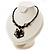 Jet Black Glass, Shell & Mother of Pearl Floral Choker Necklace (Silver Tone) - view 3