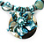 Turquoise Coloured Glass, Shell & Mother of Pearl Floral Choker Necklace (Silver Tone) - view 3